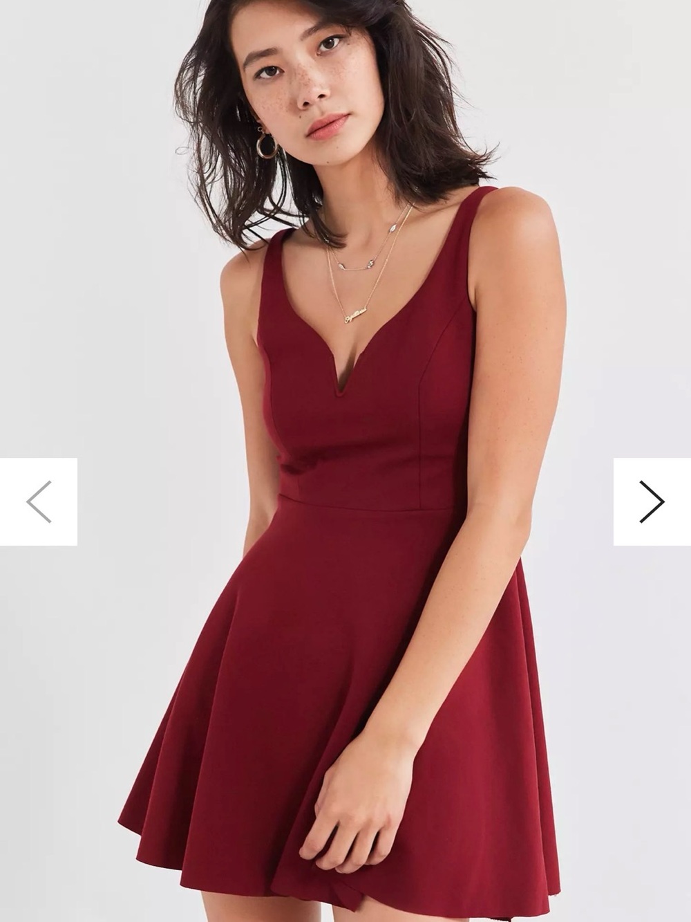 Urban Outfitters Burgundy V-Neck Fit & Flare Mini Dress